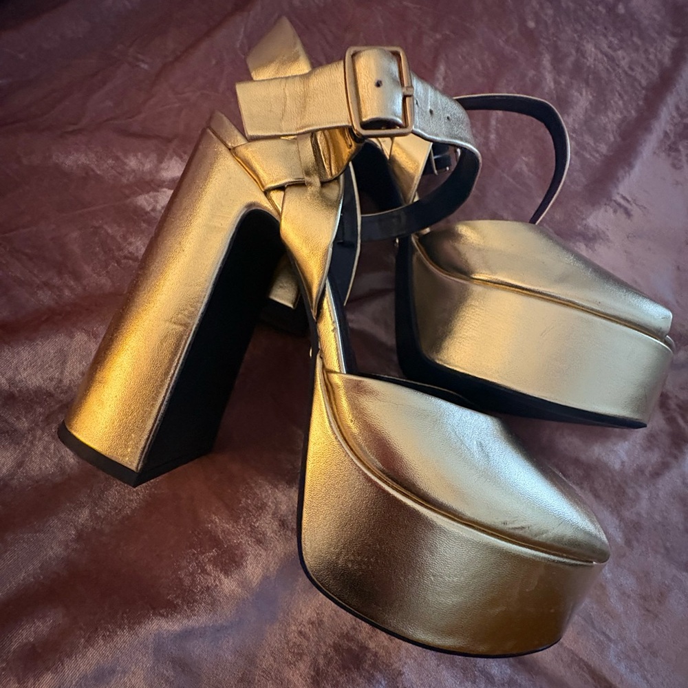 Zara Gold Platform Sandals